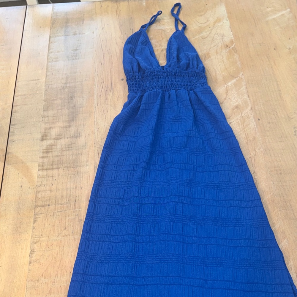 Blue Spaghetti-Strap Summer Dress
